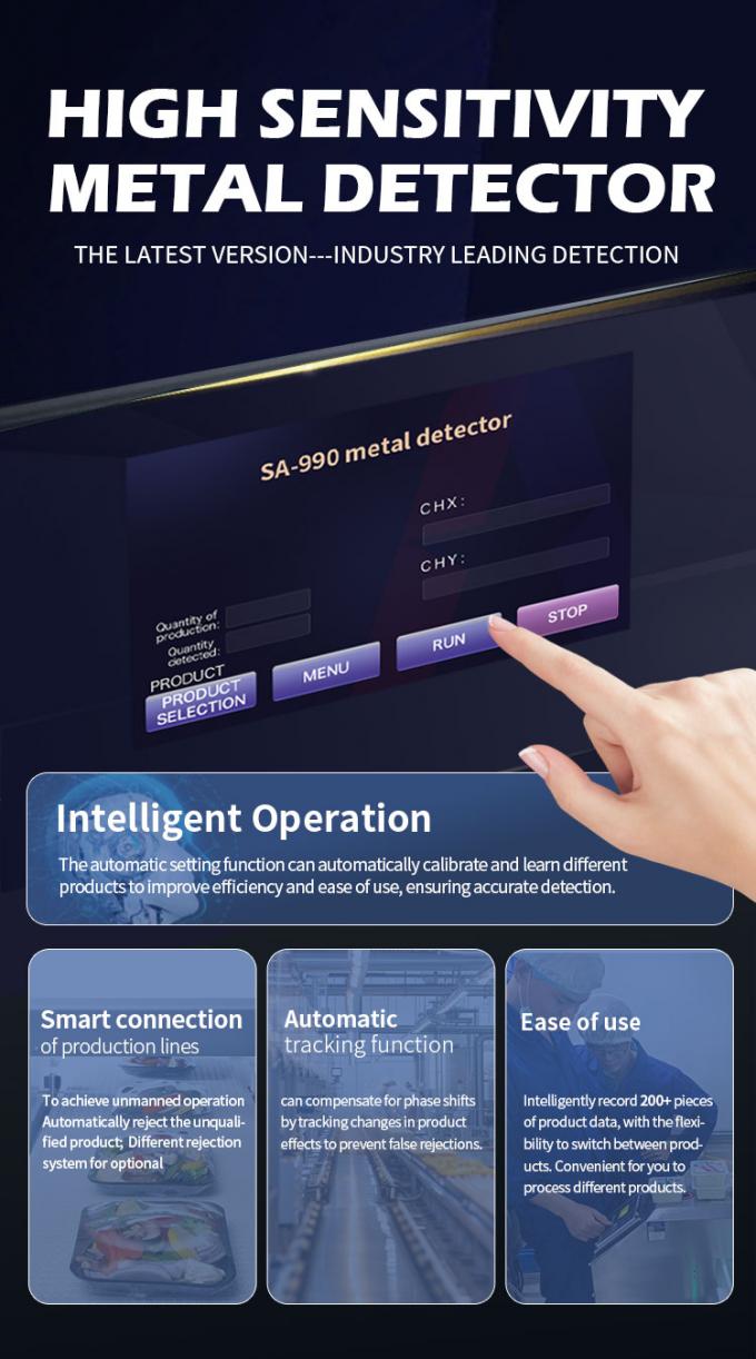 โรงงานป้ายความละเอียดสูง คอนเวียร์เบลท์ เครื่องตรวจจับโลหะสําหรับอาหาร 1
