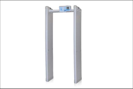 แอสเซมบลีที่ปลอดภัยได้ง่ายเดินไปตามทางผ่านเครื่องตรวจจับโลหะด้วยตัวบ่งชี้สัญญาณเตือนภัย Humanoid