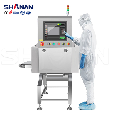 เครื่องตรวจจับโลหะความละเอียดสูงสําหรับความปลอดภัยอาหาร เครื่องตรวจจับอาหาร X Ray สําหรับผลิตภัณฑ์กระป๋องโลหะที่มีตัวปฏิเสธ