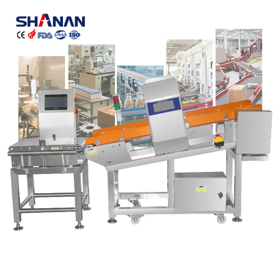 เครื่องตรวจจับโลหะและเครื่องชั่งน้ำหนักแบบรวมขนาด 1200mm X 800mm X 1200mm พร้อมระบบปฏิเสธด้วยลมเป่า และแรงดันไฟฟ้า 110V-220V